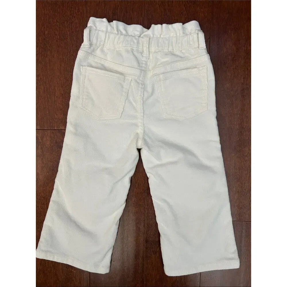 GAP Bundle Toddler Girls Embroidered Denim & Cream Corduroy Pants Set, Size 2y